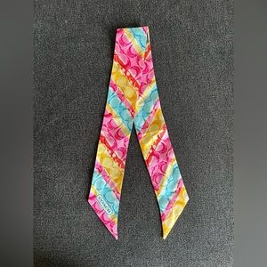 Coach Skinny Scarf / Headband Multicolor 100% Silk